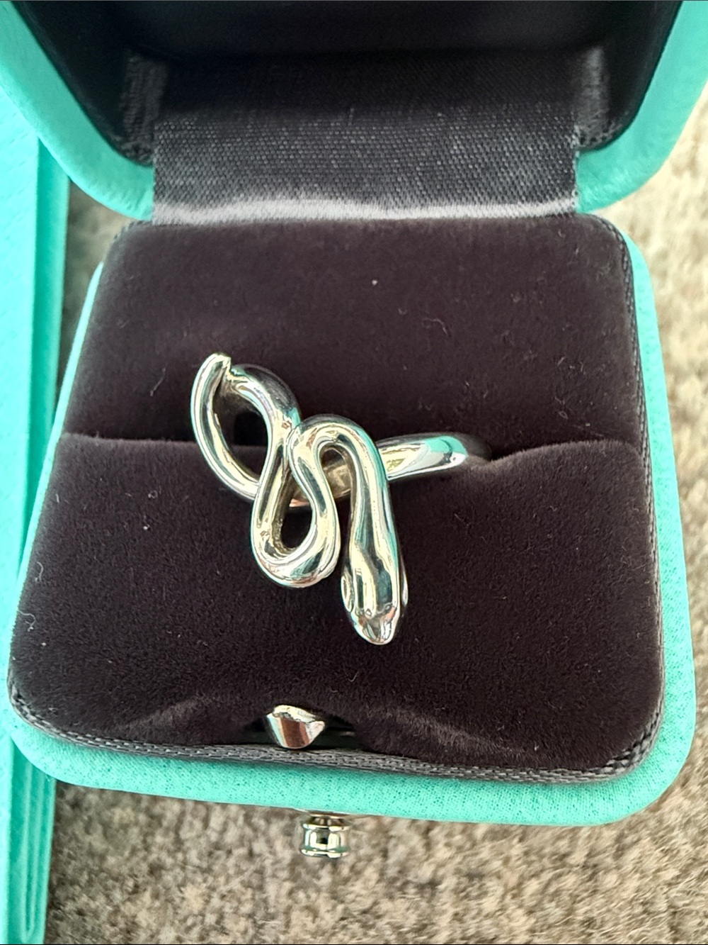 Tiffany & Co. Sterling Silver Knot Ring with Tiffany Blue Accents